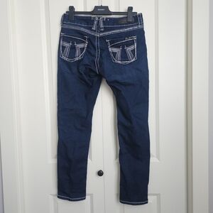 Seven7 Skinny Dark Wash Contrast Stitching SZ 6